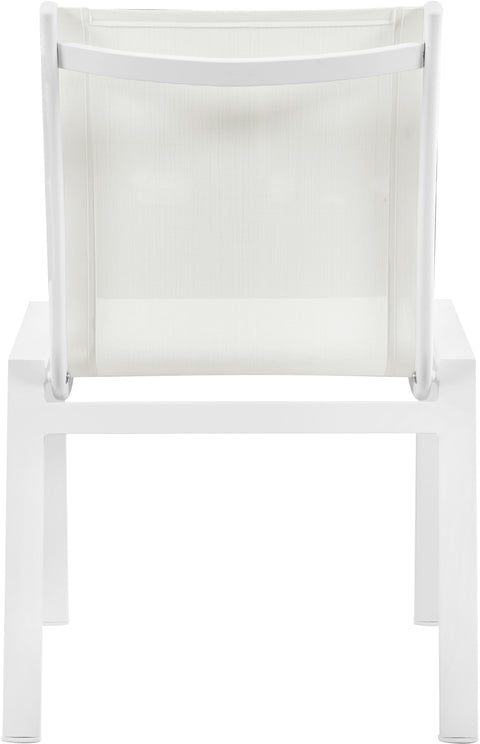 Renuar White Mesh Water Resistant Fabric Outdoor Patio Aluminum Mesh Dining Chair