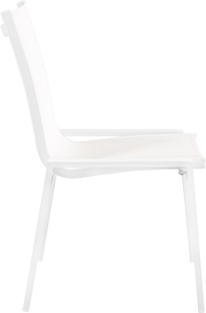 Renuar White Mesh Water Resistant Fabric Outdoor Patio Aluminum Mesh Dining Chair