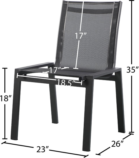 Alyssa Black Mesh Water Resistant Fabric Outdoor Patio Aluminum Mesh Dining Chair C