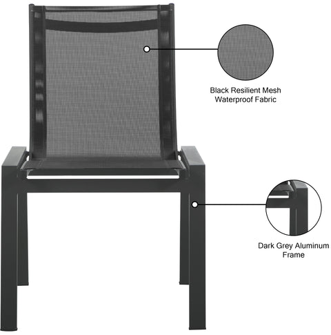 Alyssa Black Mesh Water Resistant Fabric Outdoor Patio Aluminum Mesh Dining Chair C