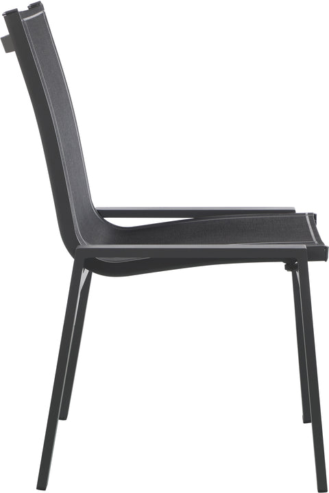 Alyssa Black Mesh Water Resistant Fabric Outdoor Patio Aluminum Mesh Dining Chair C