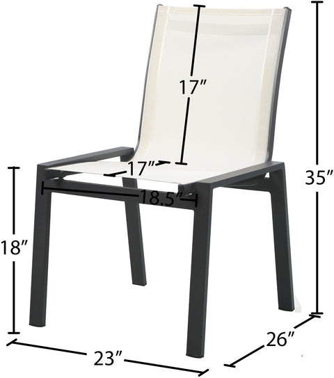 Alyssa White Mesh Water Resistant Fabric Outdoor Patio Aluminum Mesh Dining Chair C