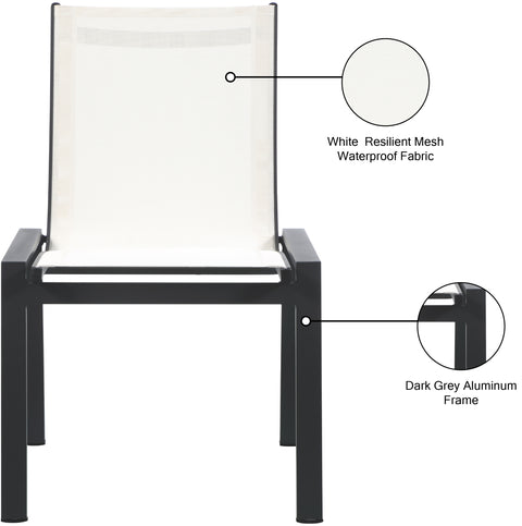 Alyssa White Mesh Water Resistant Fabric Outdoor Patio Aluminum Mesh Dining Chair C