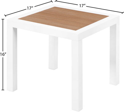 Alyssa Brown Wood Look Accent Paneling Outdoor Patio Aluminum End Table E