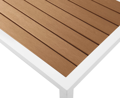Alyssa Brown Wood Look Accent Paneling Outdoor Patio Aluminum End Table E