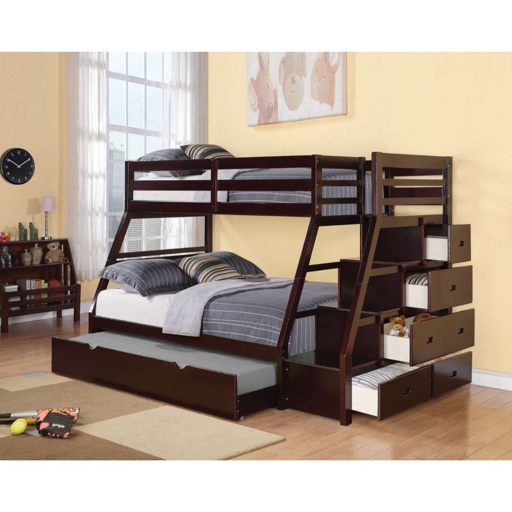 twin/full bunk bed w/trundle & storage