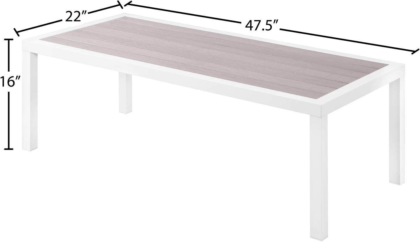 alyssa grey wood look accent paneling outdoor patio aluminum coffee table c