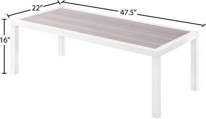 Alyssa Grey Wood Look Accent Paneling Outdoor Patio Aluminum Coffee Table C