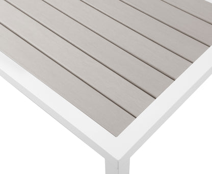 Alyssa Grey Wood Look Accent Paneling Outdoor Patio Aluminum Coffee Table C