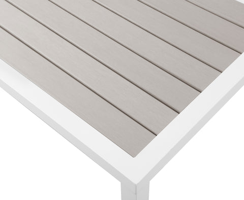 Alyssa Grey Wood Look Accent Paneling Outdoor Patio Aluminum Coffee Table C