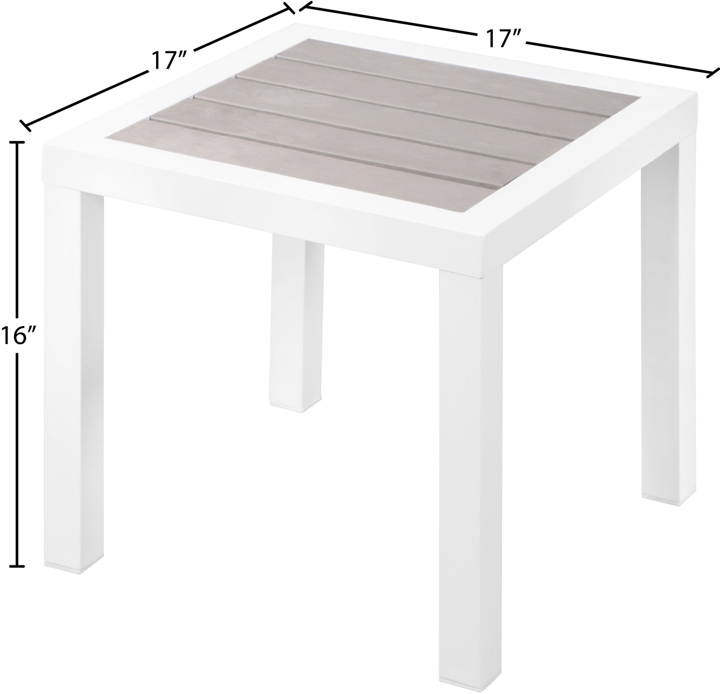 alyssa grey wood look accent paneling outdoor patio aluminum end table e