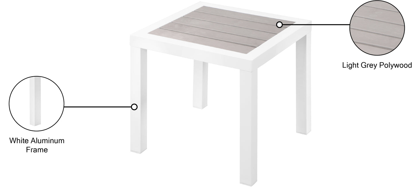 alyssa grey wood look accent paneling outdoor patio aluminum end table e