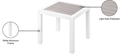 Alyssa Grey Wood Look Accent Paneling Outdoor Patio Aluminum End Table E