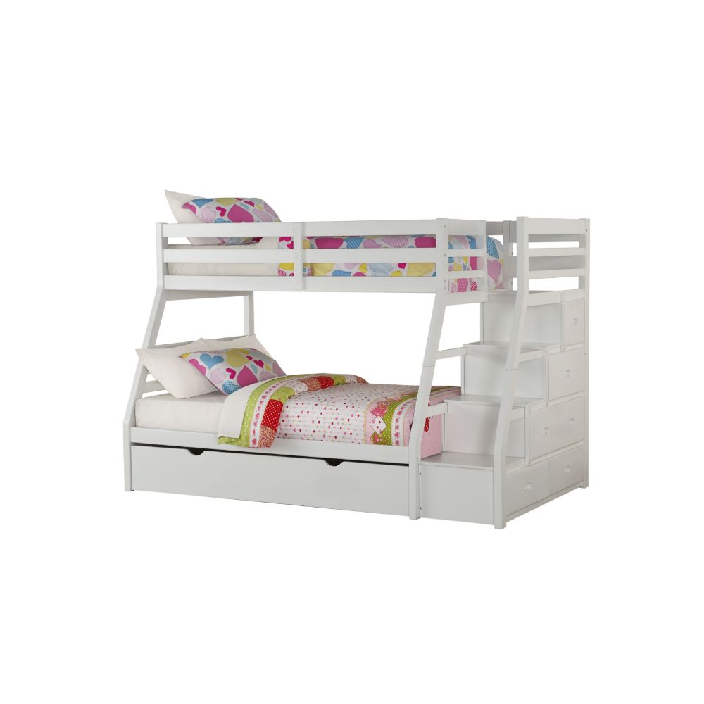 TWIN/FULL BUNK BED W/TRUNDLE & STORAGE