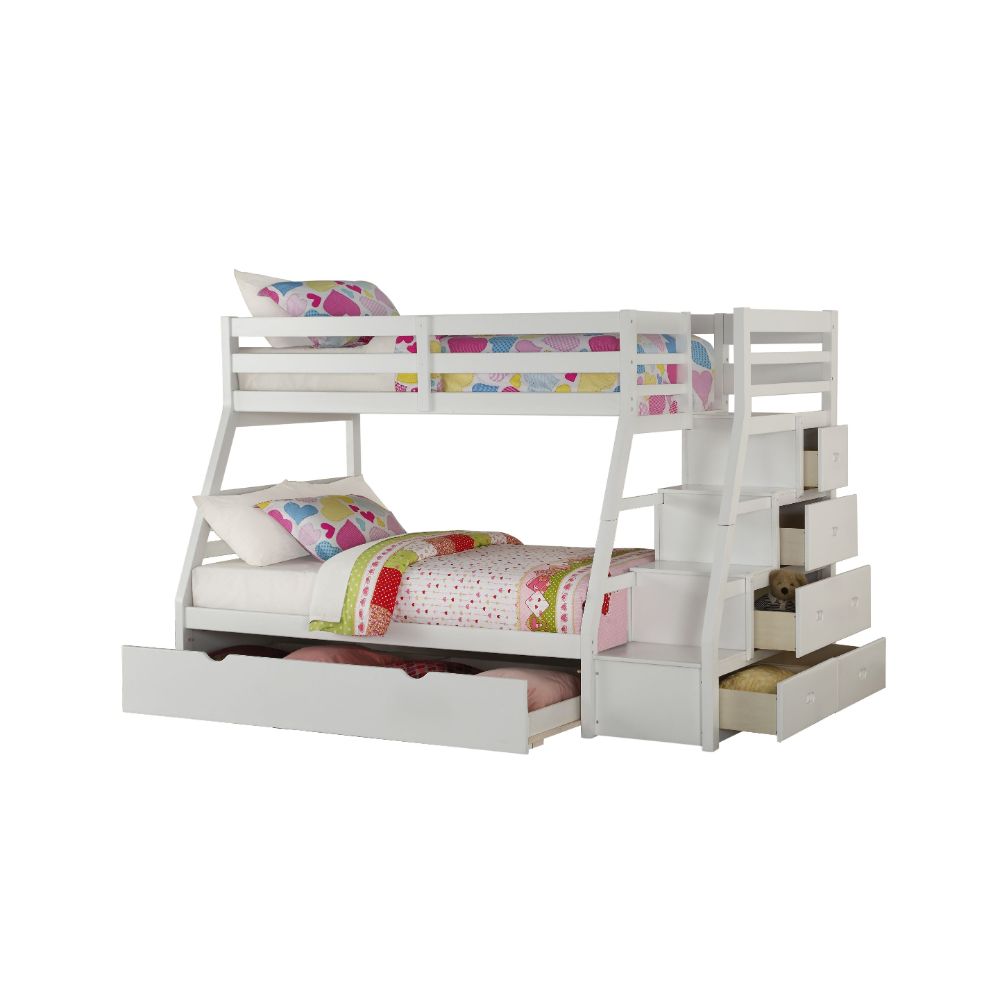 TWIN/FULL BUNK BED W/TRUNDLE & STORAGE
