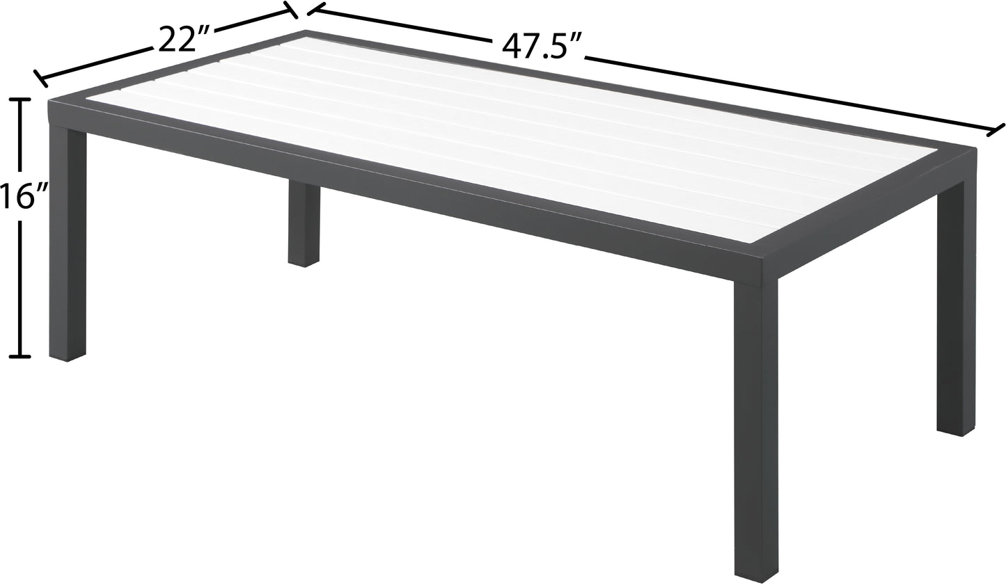 alyssa white wood look accent paneling outdoor patio aluminum coffee table c