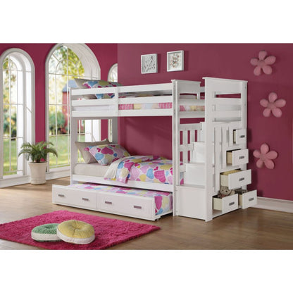 TWIN/TWIN BUNK BED W/TRUNDLE & STORAGE