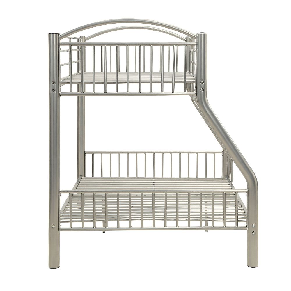 bernadette twin/full bunk bed, silver finish