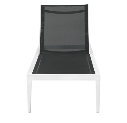 Alyssa Black Mesh Water Resistant Fabric Outdoor Patio Aluminum Mesh Chaise Lounge Chair Black