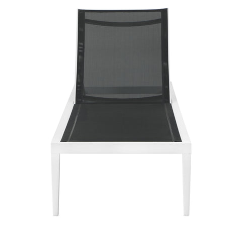 Alyssa Black Mesh Water Resistant Fabric Outdoor Patio Aluminum Mesh Chaise Lounge Chair Black