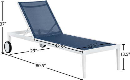 Alyssa Navy Mesh Water Resistant Fabric Outdoor Patio Aluminum Mesh Chaise Lounge Chair Navy