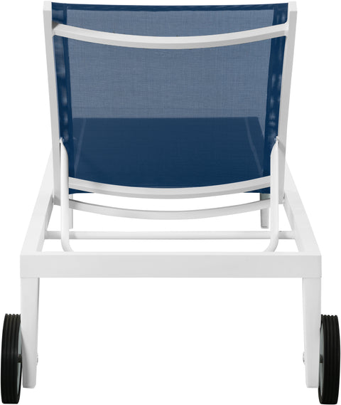 Alyssa Navy Mesh Water Resistant Fabric Outdoor Patio Aluminum Mesh Chaise Lounge Chair Navy