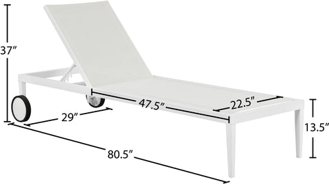 Alyssa White Mesh Water Resistant Fabric Outdoor Patio Aluminum Mesh Chaise Lounge Chair White