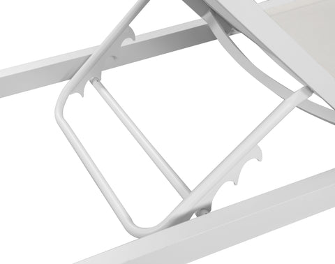 Alyssa White Mesh Water Resistant Fabric Outdoor Patio Aluminum Mesh Chaise Lounge Chair White