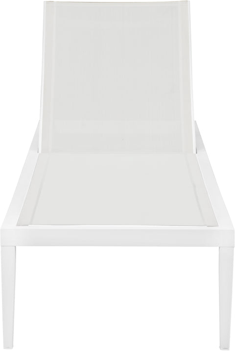 Alyssa White Mesh Water Resistant Fabric Outdoor Patio Aluminum Mesh Chaise Lounge Chair White