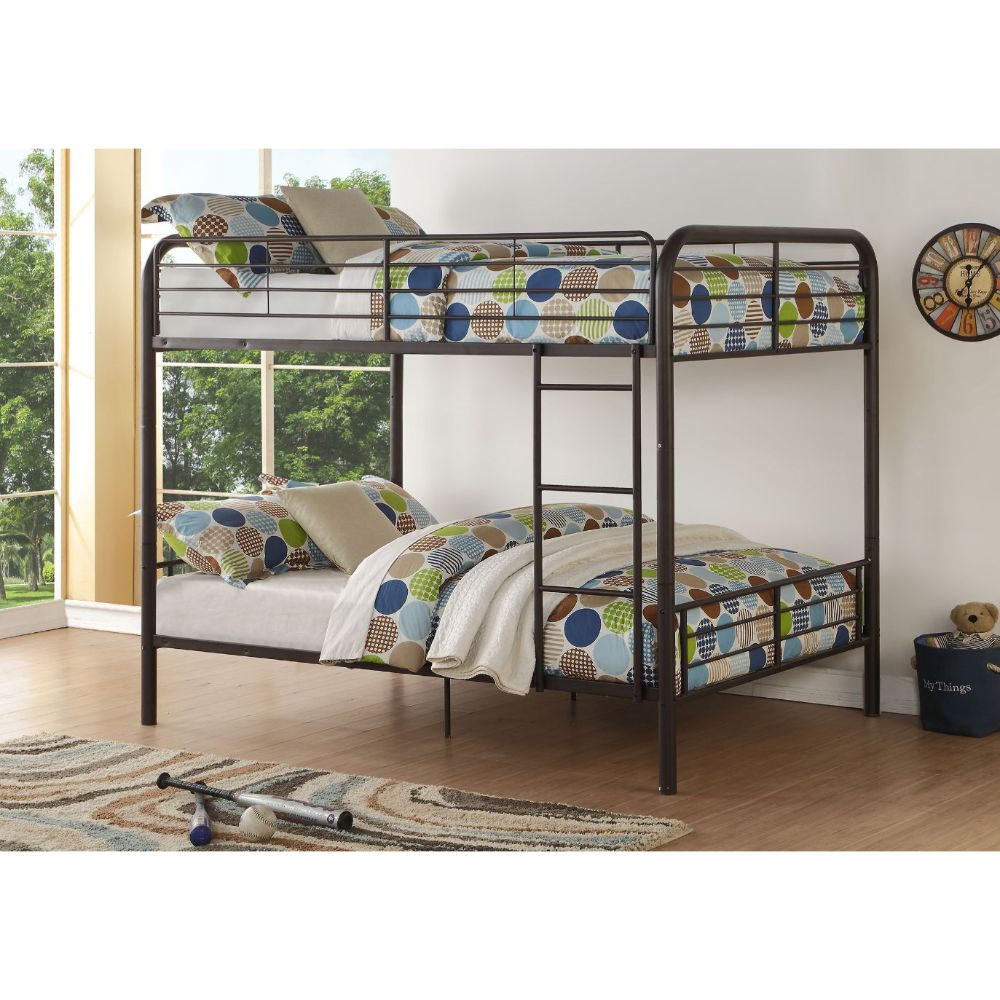 betla full/full bunk bed, dark brown finish