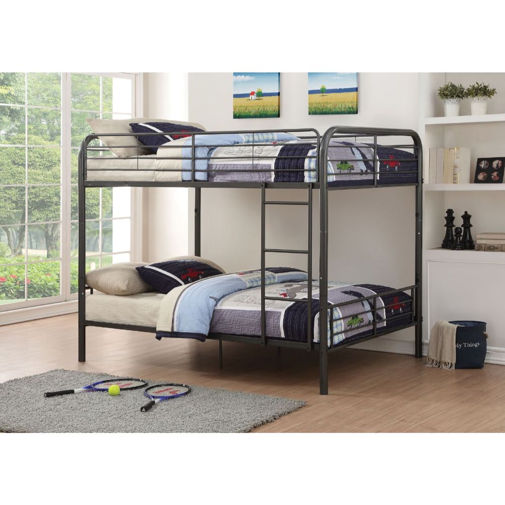 betla full/full bunk bed, gunmetal finish