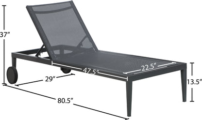 Alyssa Black Mesh Water Resistant Fabric Outdoor Patio Aluminum Mesh Chaise Lounge Chair Black