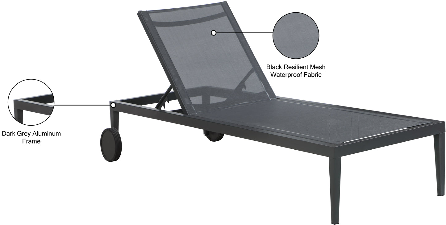 alyssa black mesh water resistant fabric outdoor patio aluminum mesh chaise lounge chair black