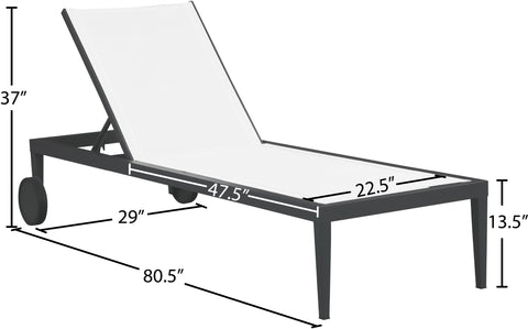 Alyssa White Mesh Water Resistant Fabric Outdoor Patio Aluminum Mesh Chaise Lounge Chair White