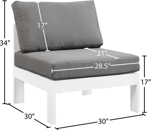Alyssa Grey Water Resistant Fabric Outdoor Patio Aluminum Armless Chair Armless