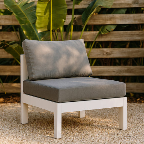 Waverly Grey Water Resistant Fabric Upholstered Outdoor Patio Armless Chair, 1 Piece