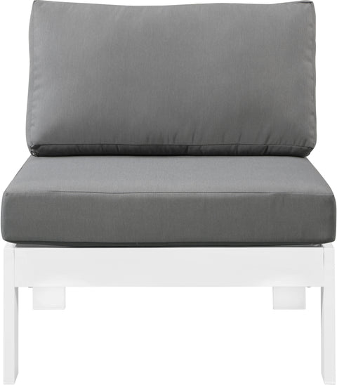 Alyssa Grey Water Resistant Fabric Outdoor Patio Aluminum Armless Chair Armless