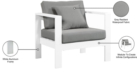 Alyssa Grey Water Resistant Fabric Outdoor Patio Aluminum Arm Chair Chair