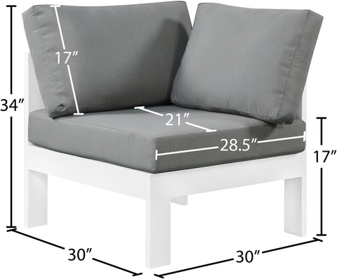 Alyssa Grey Water Resistant Fabric Outdoor Patio Aluminum Corner Chair Corner