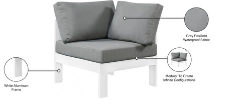 Alyssa Grey Water Resistant Fabric Outdoor Patio Aluminum Corner Chair Corner