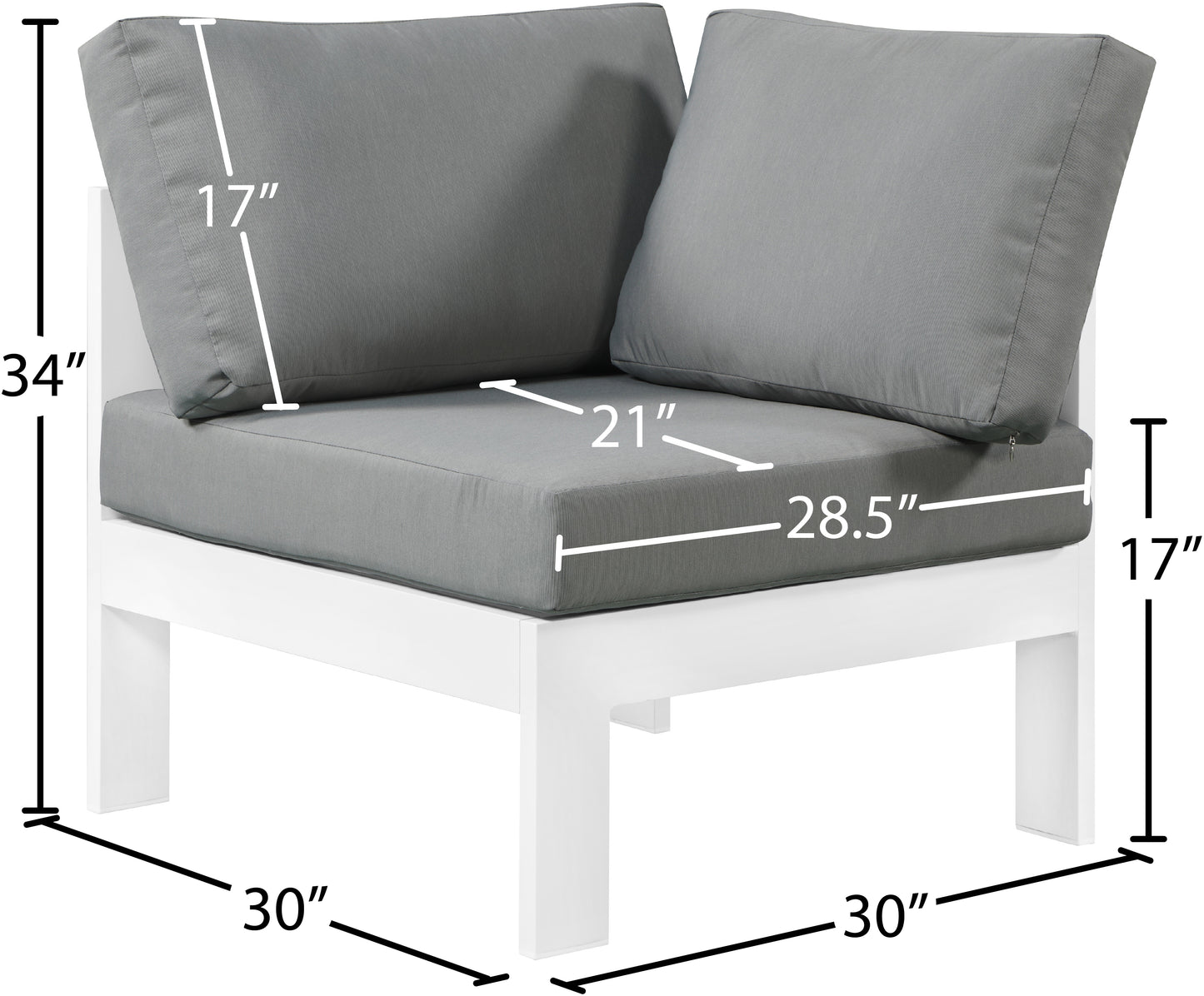 renuar grey water resistant fabric outdoor patio aluminum corner chair