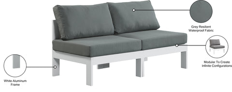 Alyssa Grey Water Resistant Fabric Outdoor Patio Modular Sofa S60B