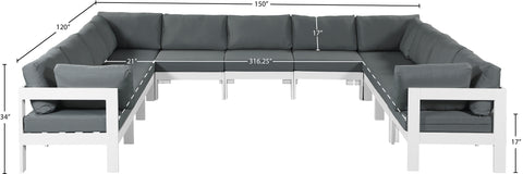 Alyssa Grey Water Resistant Fabric Outdoor Patio Modular Sectional Sec11A