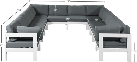 Alyssa Grey Water Resistant Fabric Outdoor Patio Modular Sectional Sec12A