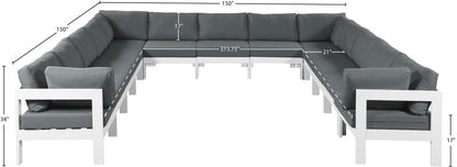 Alyssa Grey Water Resistant Fabric Outdoor Patio Modular Sectional Sec13A