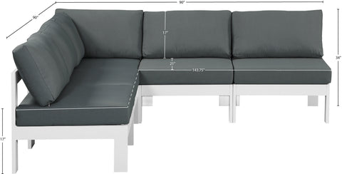 Alyssa Grey Water Resistant Fabric Outdoor Patio Modular Sectional Sec5A