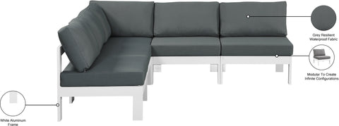 Alyssa Grey Water Resistant Fabric Outdoor Patio Modular Sectional Sec5A