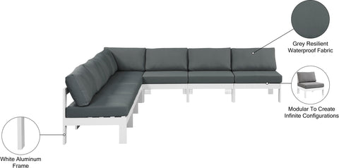 Alyssa Grey Water Resistant Fabric Outdoor Patio Modular Sectional Sec7A