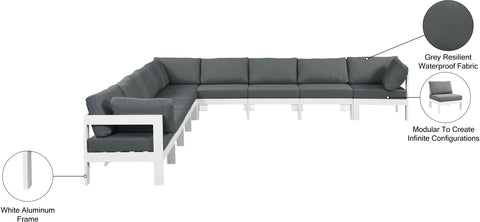 Alyssa Grey Water Resistant Fabric Outdoor Patio Modular Sectional Sec9B