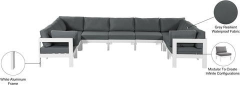 Alyssa Grey Water Resistant Fabric Outdoor Patio Modular Sectional Sec9C